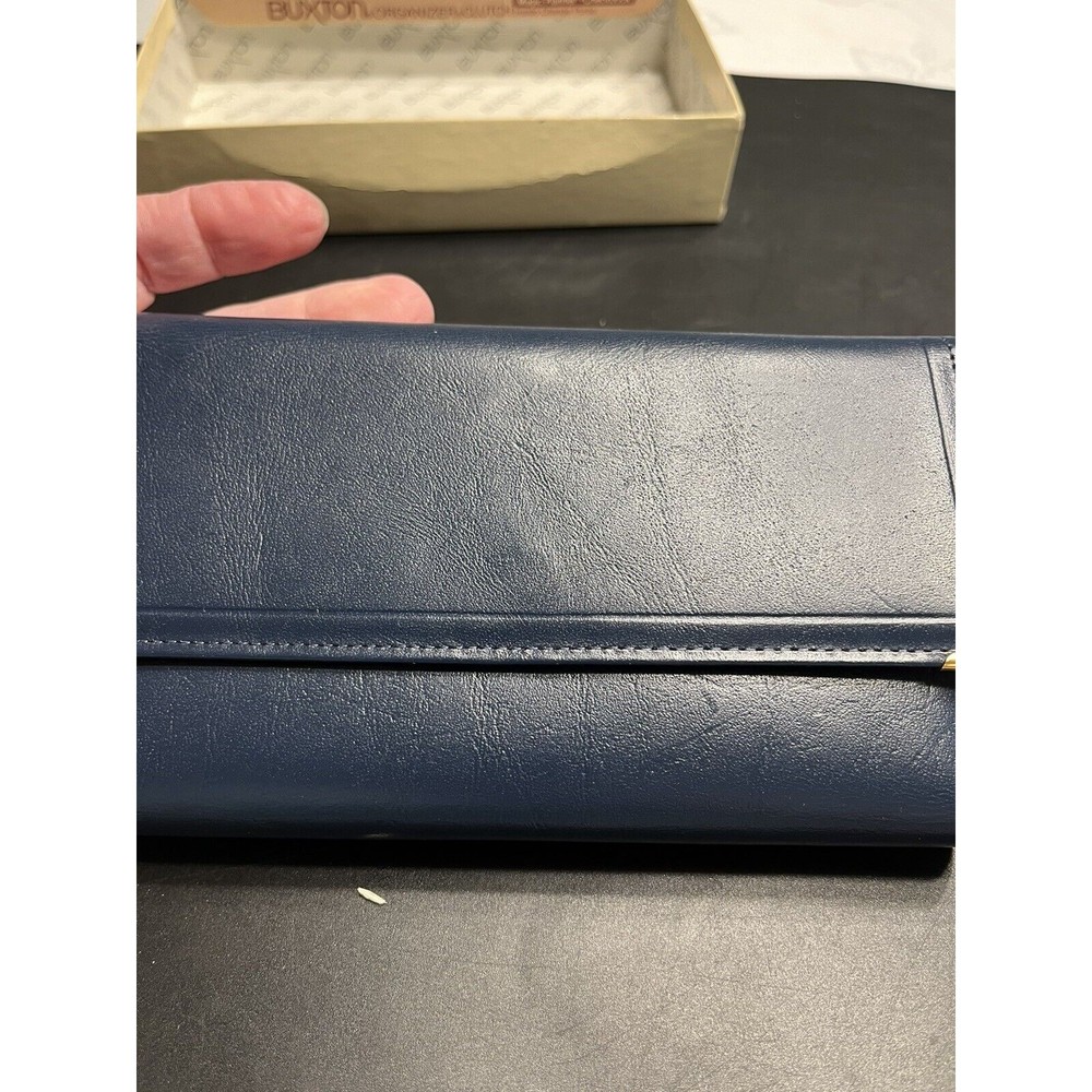 NOS Prince Gardner Wallet 7.5”x 4.25” Navy Blue Travel Checkbook Change Purse